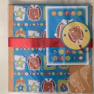 Birthday GiftWrap + Card Tissue Ribbon +Tag COMPLETE MATCHING SET Girl Boy Adult